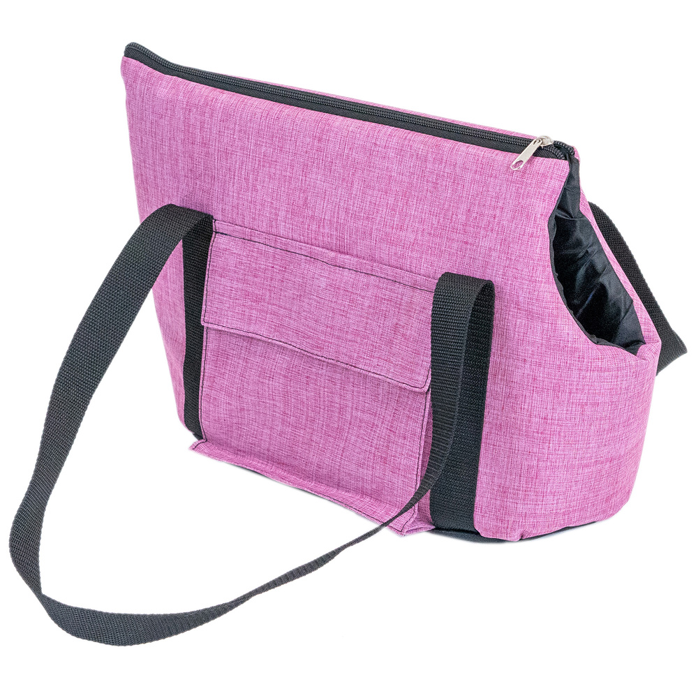 Переноска сумка Блюз "PetTails" №2 с 2мя карманами 39 х 19 х 26см (катионик,поролон), розовая  #1