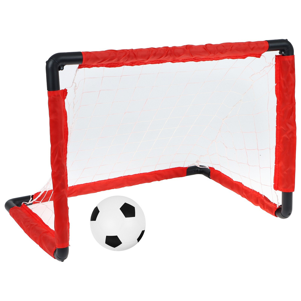 Ворота футбольные, сборные, с сеткой и мячом, размер 84 х 60 х 60, цвет  черный, красный - купить в интернет-магазине OZON с быстрой доставкой  (622869065)