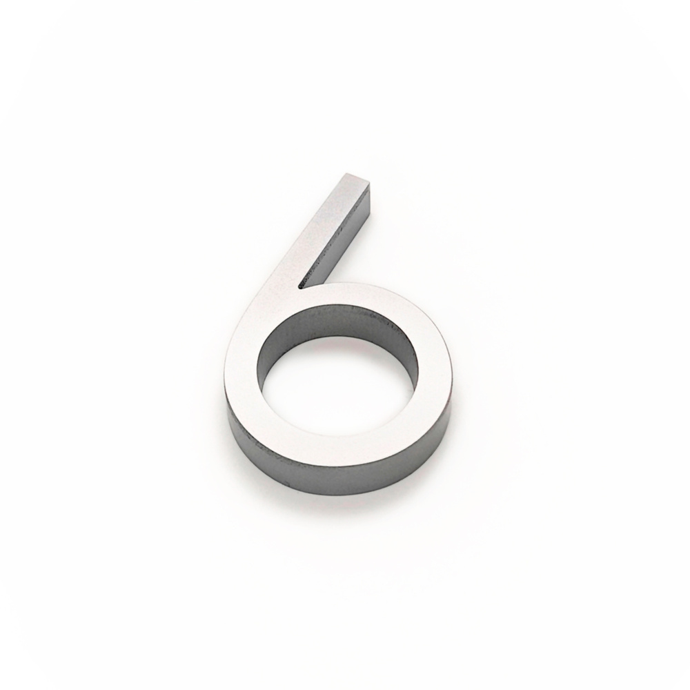 Объемная Цифра на дверь на клейкой основе " 6 " размер 7,5см, цвет: серый  #1