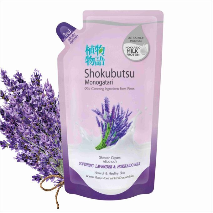LION SHOKUBUTSU Крем-гель для душа питательный расслабляющий "Лаванда и ...