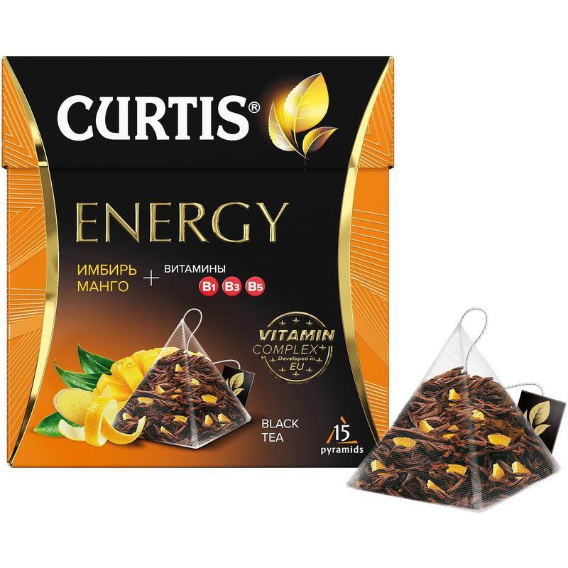 Чай Curtis Energy черный с манго и имбирем 15 пакетиков-пирамидок  #1