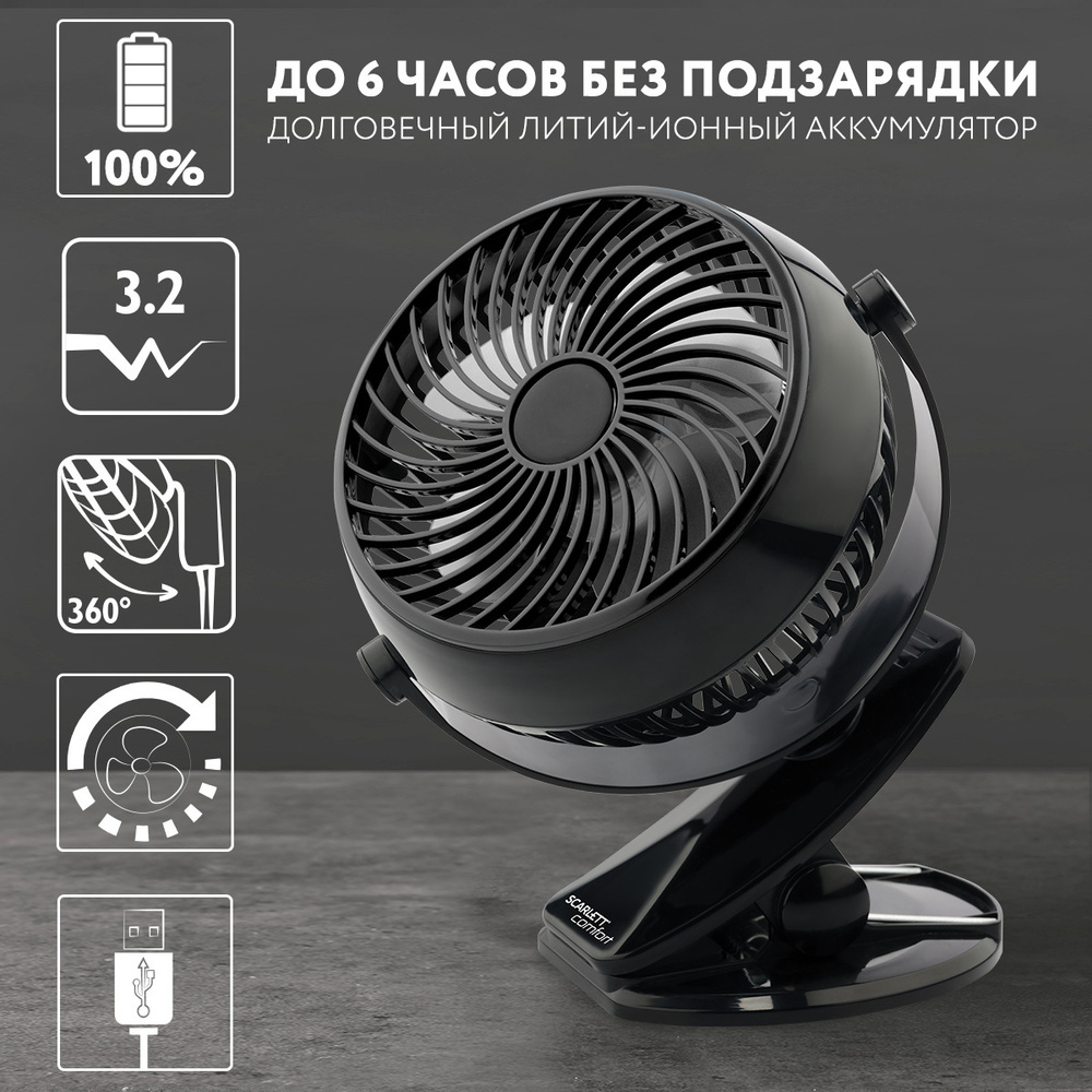 Scarlett Настольный вентилятор SC-DF111S10, черный #1