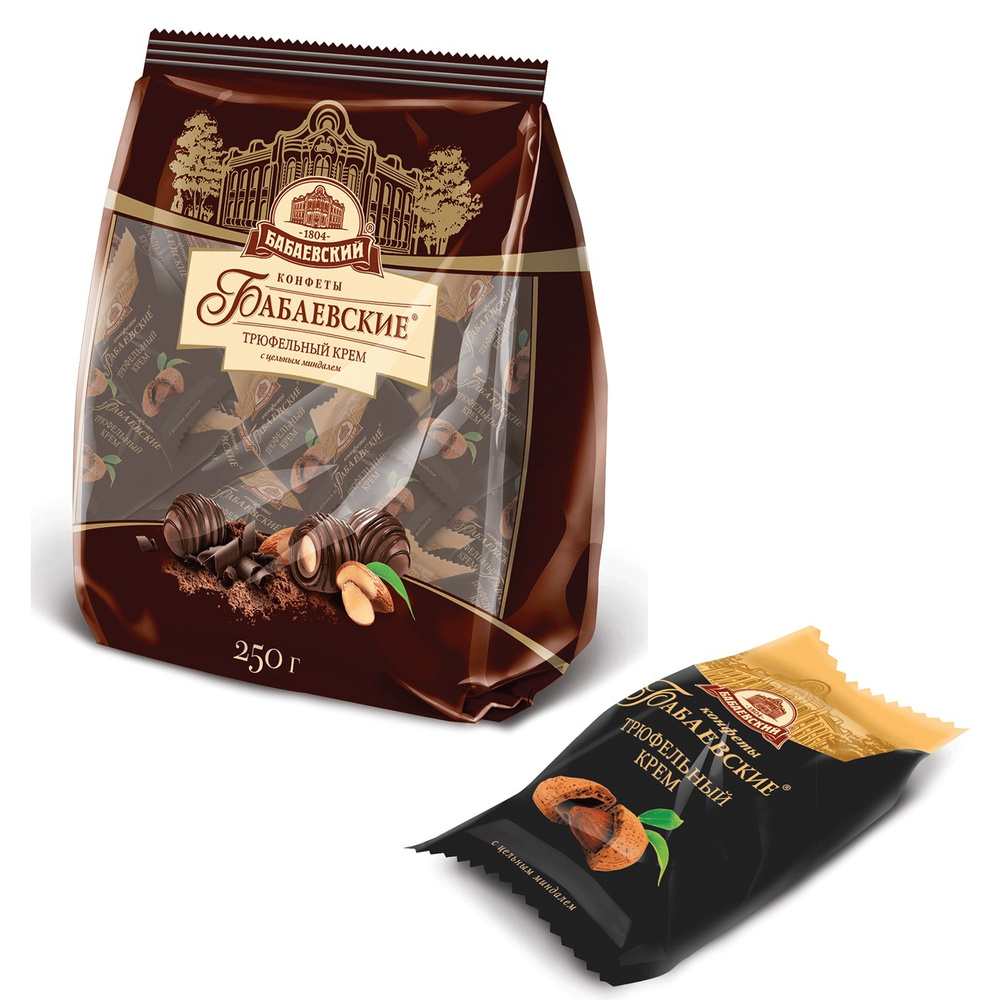 Конфеты шоколадные БАБАЕВСКИЙ, с трюфельным кремом, 200 г, пакет, ББ16456  #1
