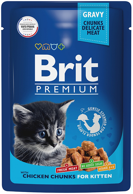 Корм Brit Premium Chicken Chunks for Kitten (в соусе) для котят, с курицей, 85 г x 14 шт  #1