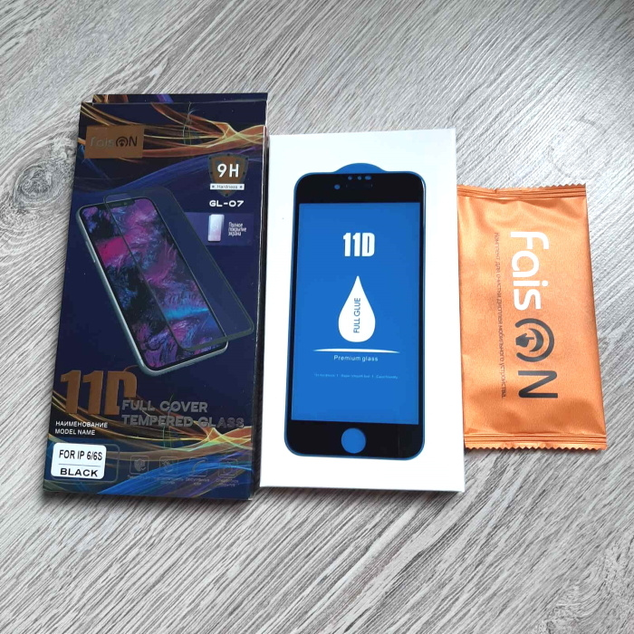 Стекло защитное FaisON для APPLE iPhone 6/6S (4.7), GL-07, Full Screen, цвет: черный #1