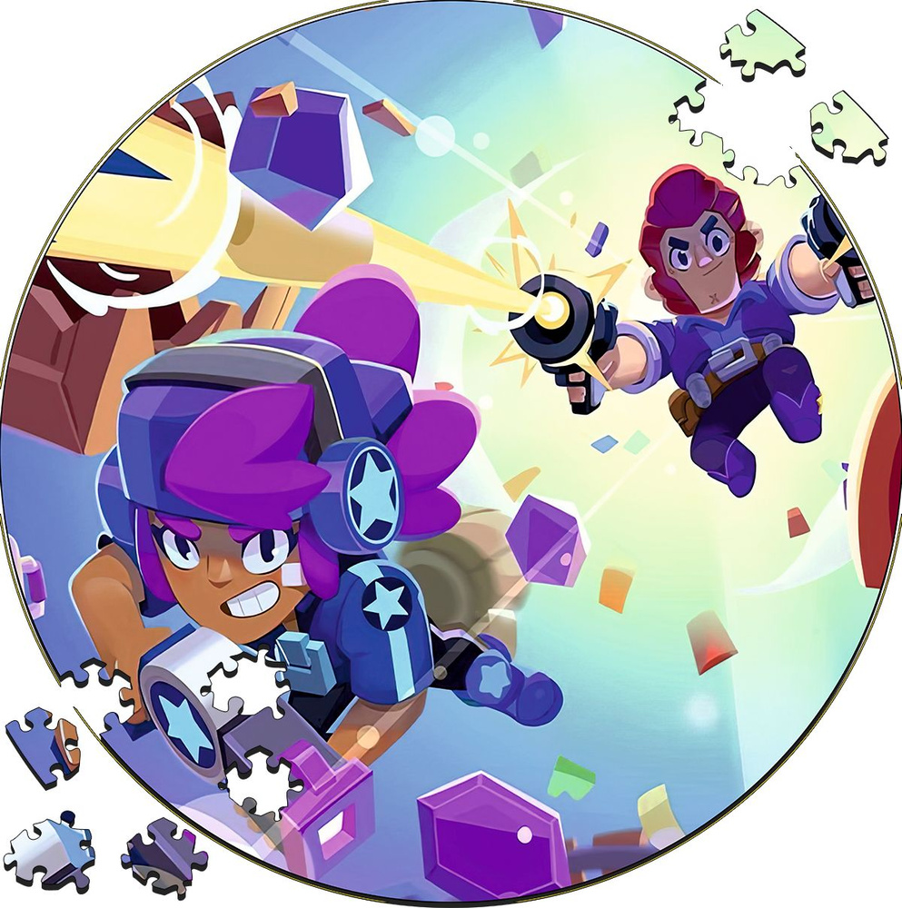 Деревянный пазл - картина на стену Бравл Старс Шелли и Кольт Brawl Stars  Shelly and Colt 169 деталей 30х30см