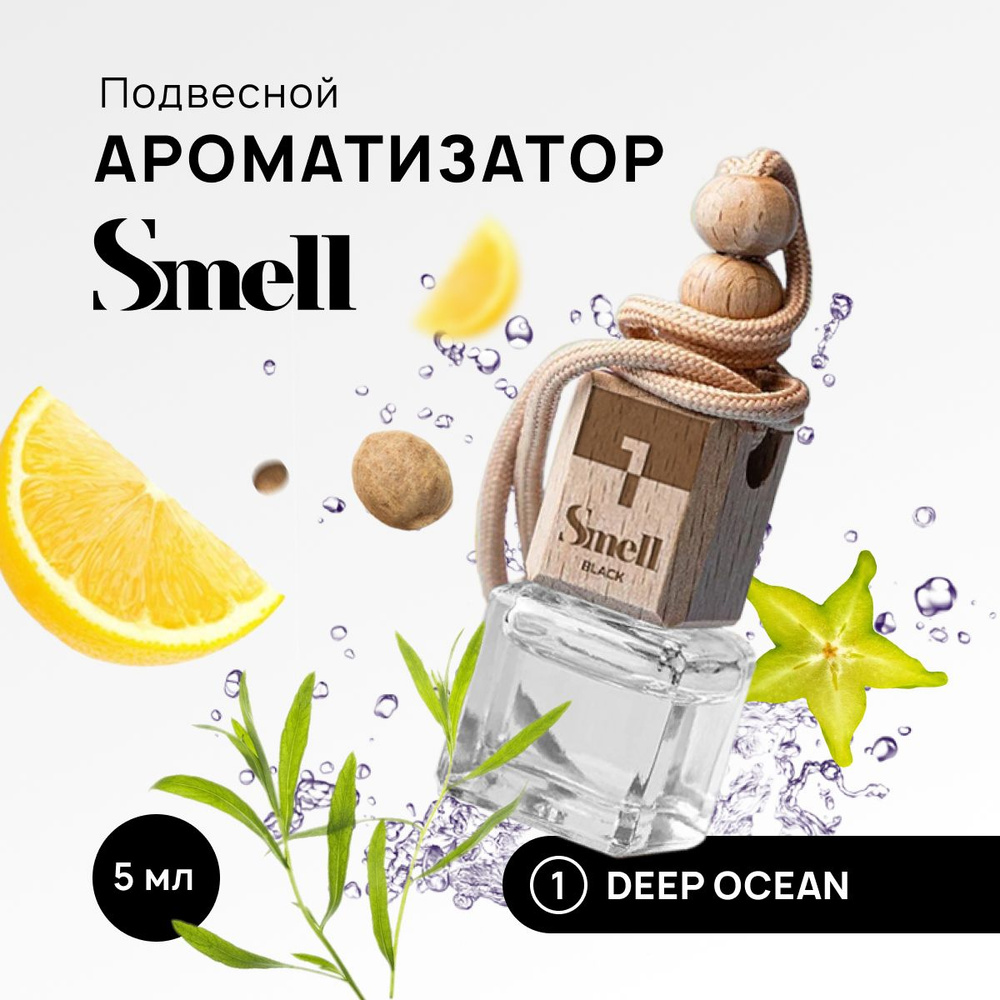 Ароматизатор для автомобиля BLACK SMELL DEEP OCEAN - Глубокий океан,  подвесной автопарфюм на зеркало в машину.