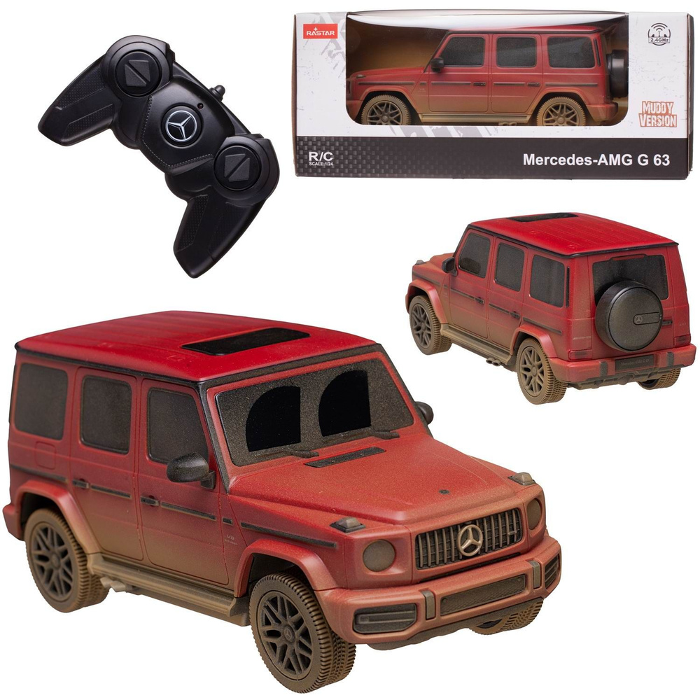 Машина р/у 1:24 Mercedes-Benz G63 AMG-Muddy version, красный, 2,4G Модель с  эффектом загрязнения. - купить с доставкой по выгодным ценам в  интернет-магазине OZON (1091126842)