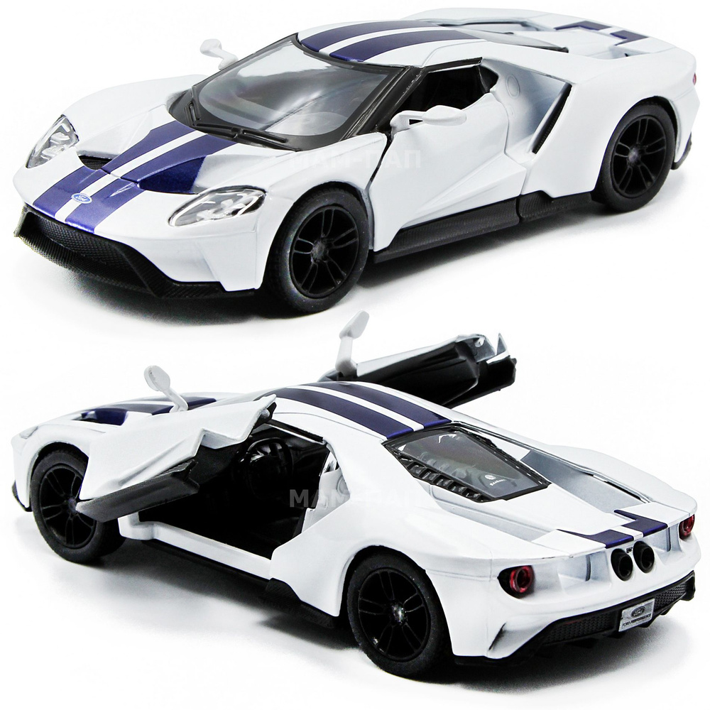 Машинка металлическая Kinsmart 1:38 2017 Ford GT 5391DKT инерционная, двери  открываются / Белый с синими полосками - купить с доставкой по выгодным  ценам в интернет-магазине OZON (706965332)