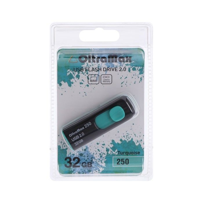 Флешка OltraMax 250, 32 Гб, USB2.0, чт до 15 Мб/с, зап до 8 Мб/с, бирюзовая  #1