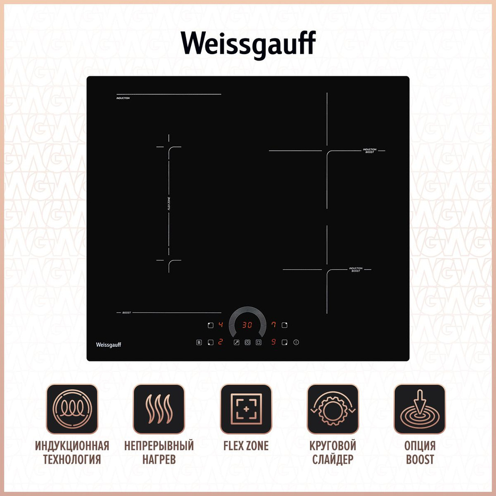 Индукционная варочная панель Weissgauff HI 643 BFZC, черный #1