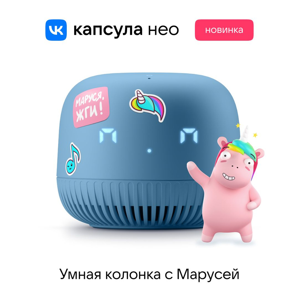 Умная колонка VK Капсула Нео с голосовым помощником Марусей, синий - купить  по доступным ценам в интернет-магазине OZON (823976787)