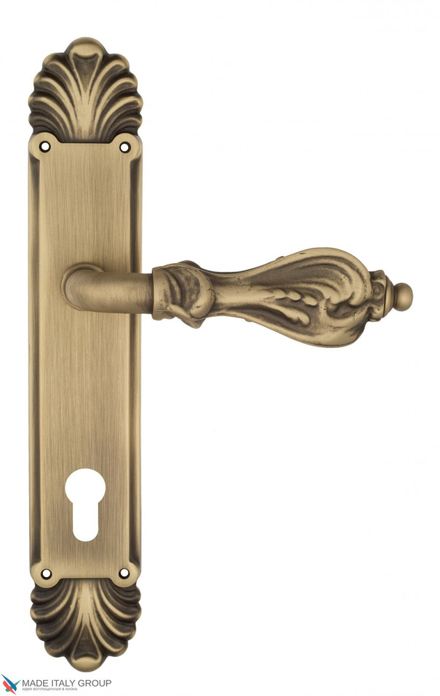 Дверная ручка на планке Venezia FLORENCE CYL PL87 французское золото + коричневый  #1