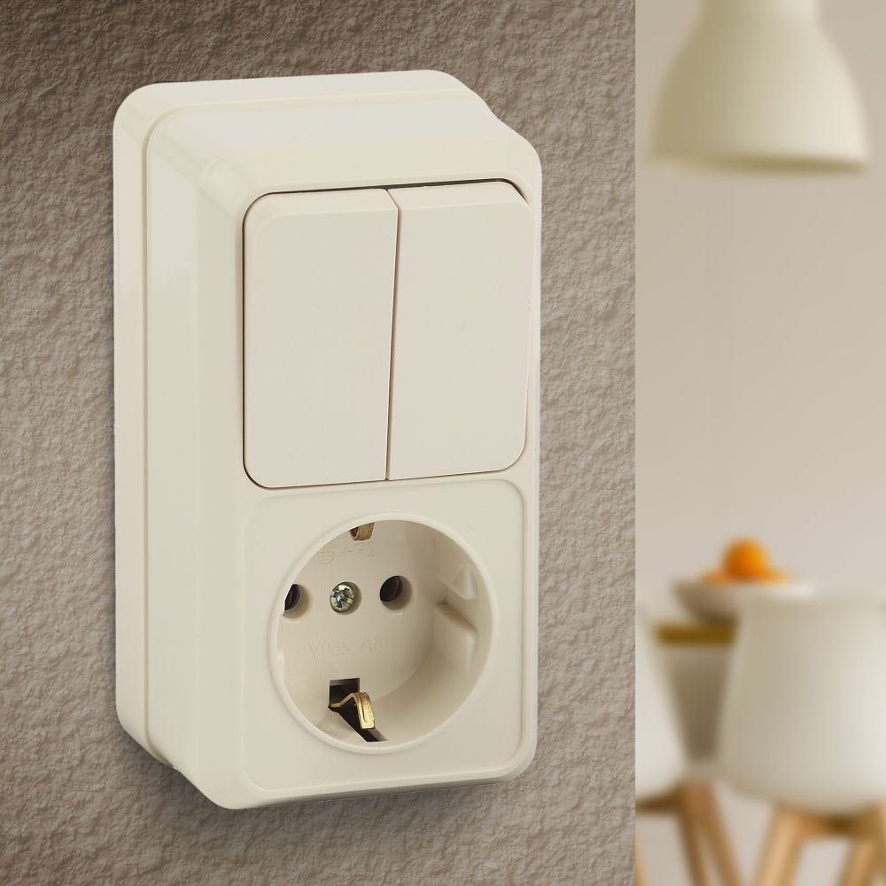 Блок с розеткой и выключателем вертикальный Intro Quadro 2-706-02 ...