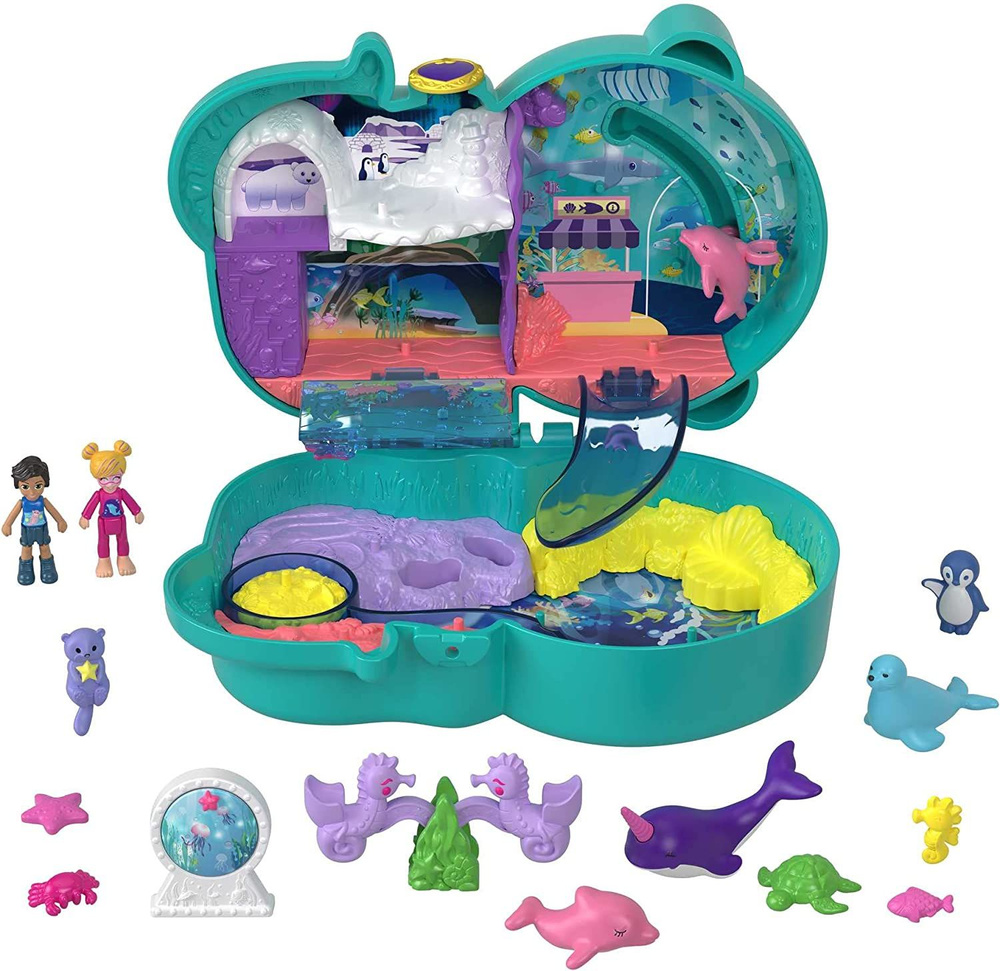 Polly Pocket Oceanarium Otters Компактный набор Игрушка для детей HCG16 -  купить с доставкой по выгодным ценам в интернет-магазине OZON (842037237)