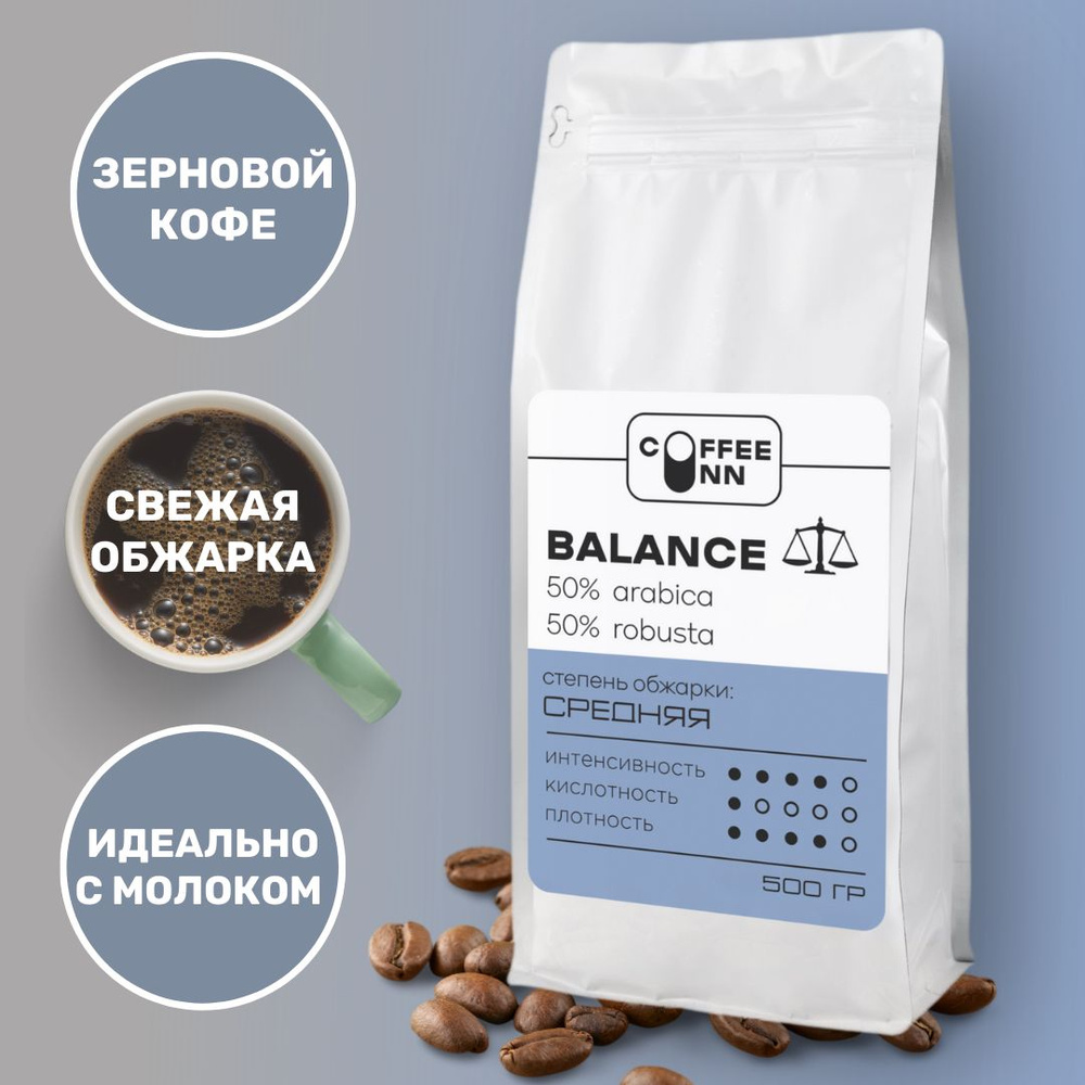 Кофе в зернах 500 гр БАЛАНС 50% арабика 50% робуста свежая обжарка COFFEE INN  #1