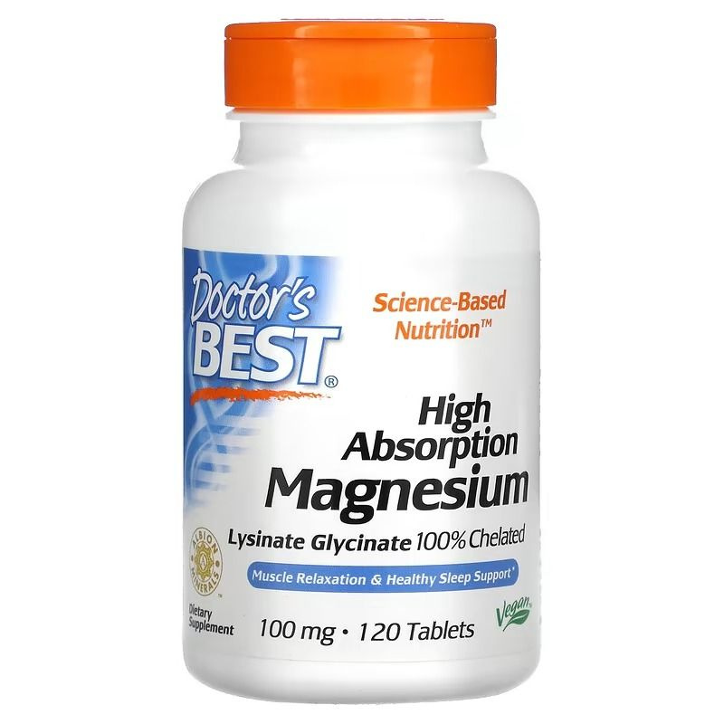 Doctor's Best High Absorption Magnesium 200 mg. 120шт/ Бад Хелат Доктор Бест Магний 200 мг. 120 табл./ #1