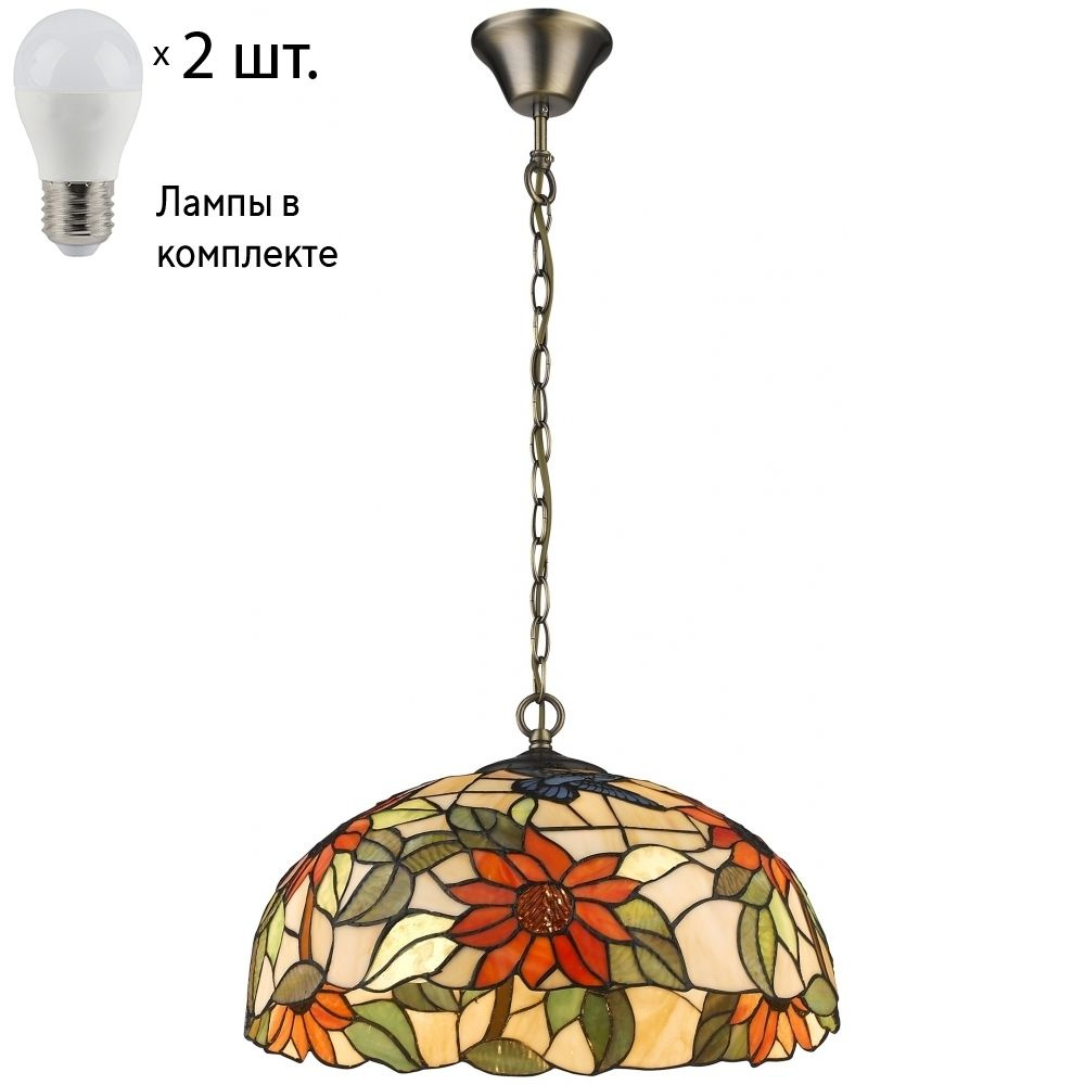 Подвесной светильник с лампочками. Светильник тиффани. Velante 817-806-02Lamps E27 P45  #1