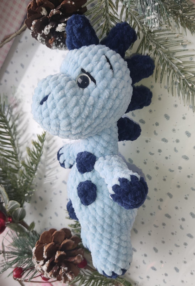 Мягкая, плюшевая игрушка "Вязаный динозавр", дракончик - купить с ...