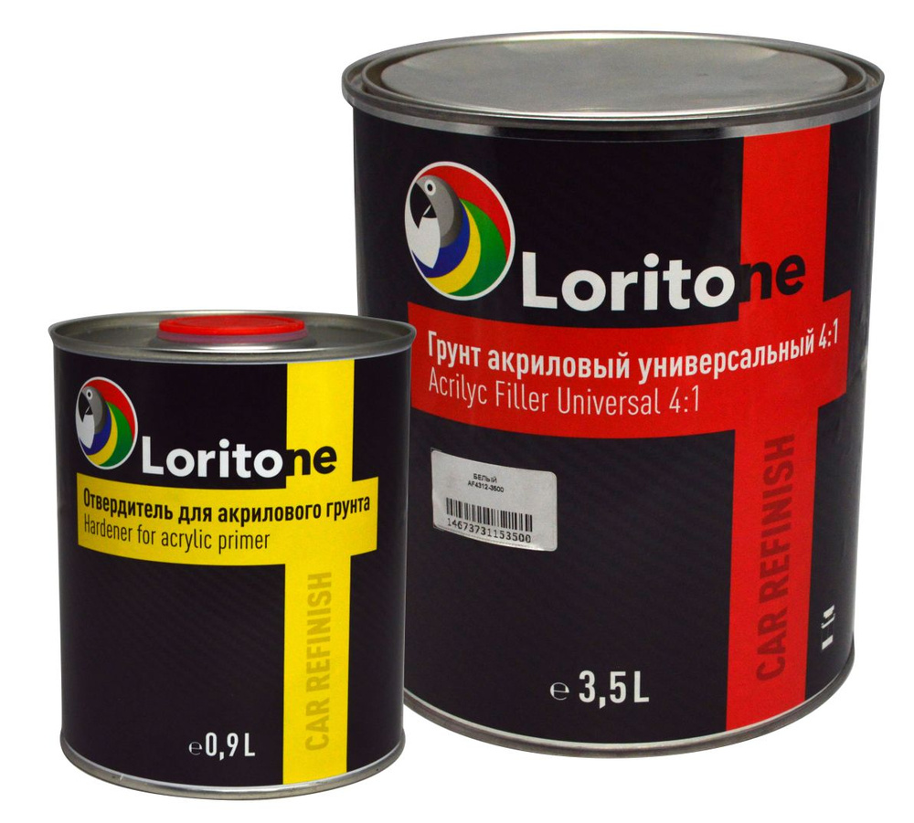 Loritone Грунт акриловый 2K 4:1 серый универсальный с отвердителем,  3,6л+0,9л.