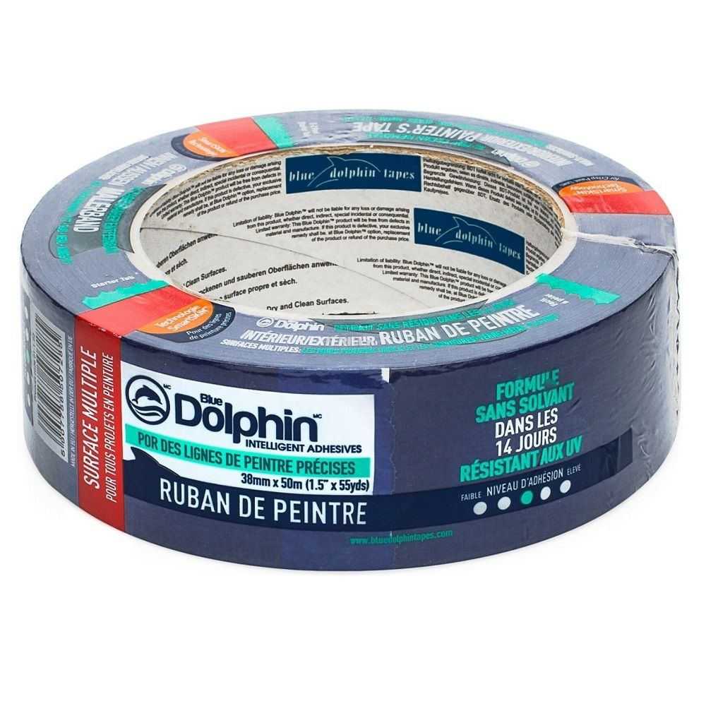 Лента малярная, деликатная синяя Blue Dolphin Painters Tape 01-1-02-EN SBL BDN (38мм*50м)  #1