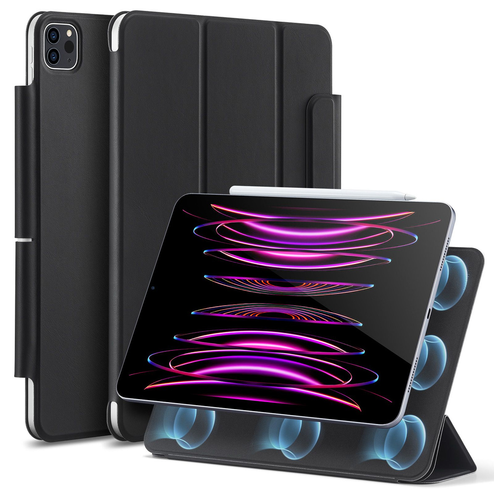 Чехол книжка ESR Rebound Magnetic Case с застежкой для iPad Pro 12.9 (2020,  2021, 2022), черный матовый