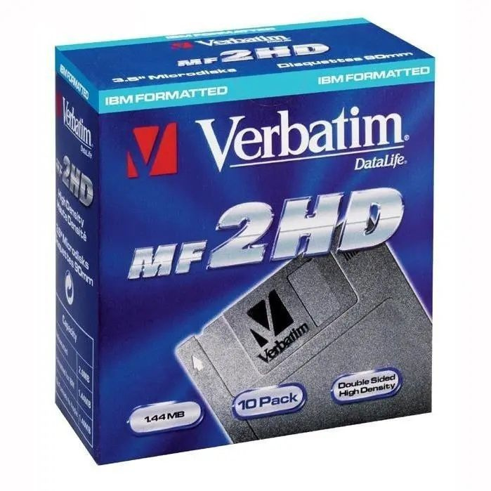 Дискета 3,5" MF-2HD 1,44Мб Verbatim 87410 в картонном боксе (10 шт) #1