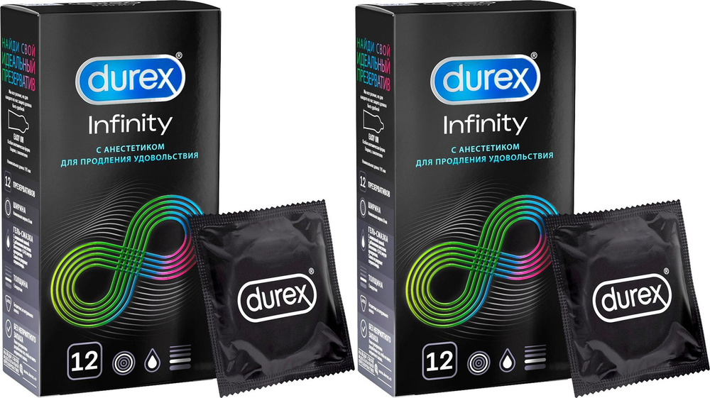 Презервативы Durex Infinity с анестетиком гладкие, комплект: 2 упаковки по 12 шт  #1