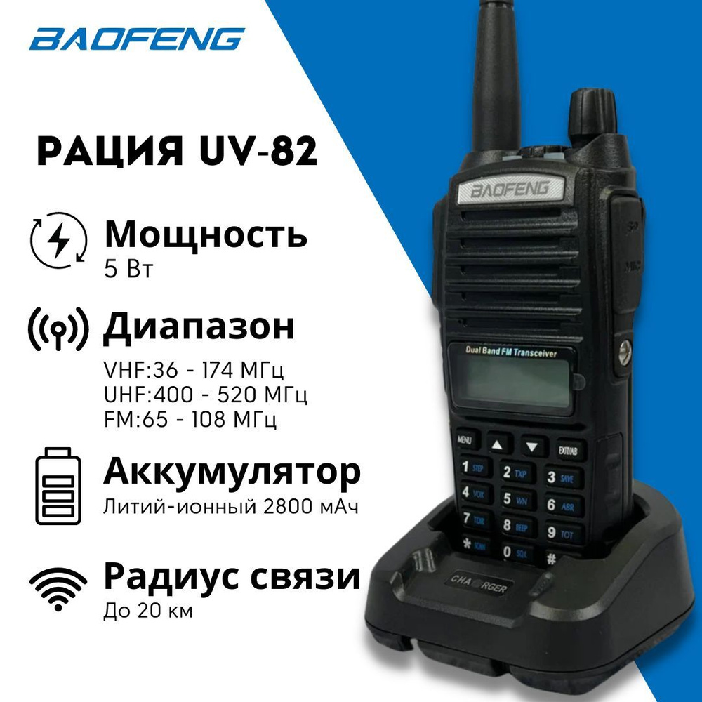 Радиостанция Baofeng портативная UV-5R, 128 каналов - купить по доступным  ценам в интернет-магазине OZON (897764979)