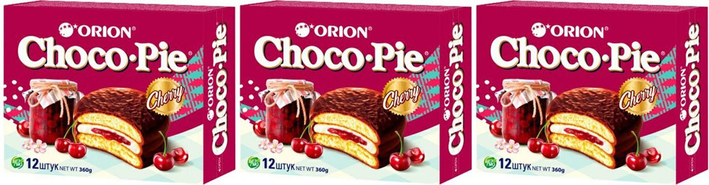 Пирожное Orion Choco Pie Cherry, комплект: 3 упаковки по 360 г #1
