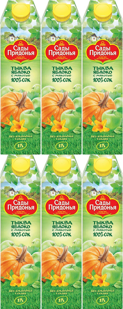 Сок Сады Придонья Тыквенно-яблочный с мякотью, комплект: 6 упаковок по 1 л  #1