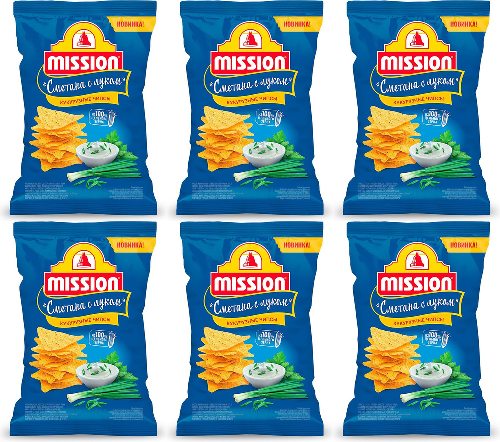 Чипсы Mission Сметана и лук, комплект: 6 упаковок по 90 г - купить с ...