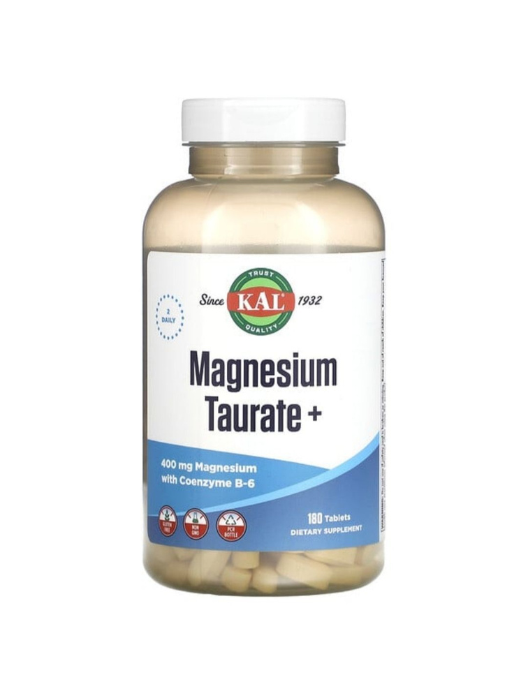 Магний таурат Кал, Magnesium Taurate KAL, 400 мг, 180 таблеток - купить ...