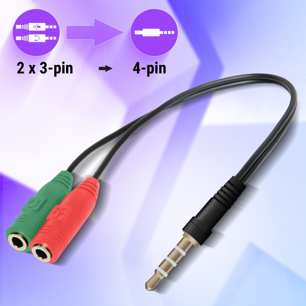 Разветвитель для наушников и микрофона jack 3,5mm / переходник для  гарниртуры