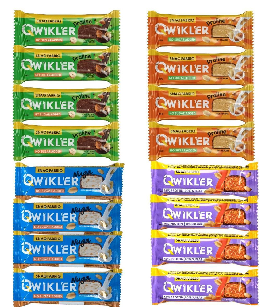 Батончик БЕЗ сахара глазированный в шоколаде QWIKLER (Квиклер) ассорти ...