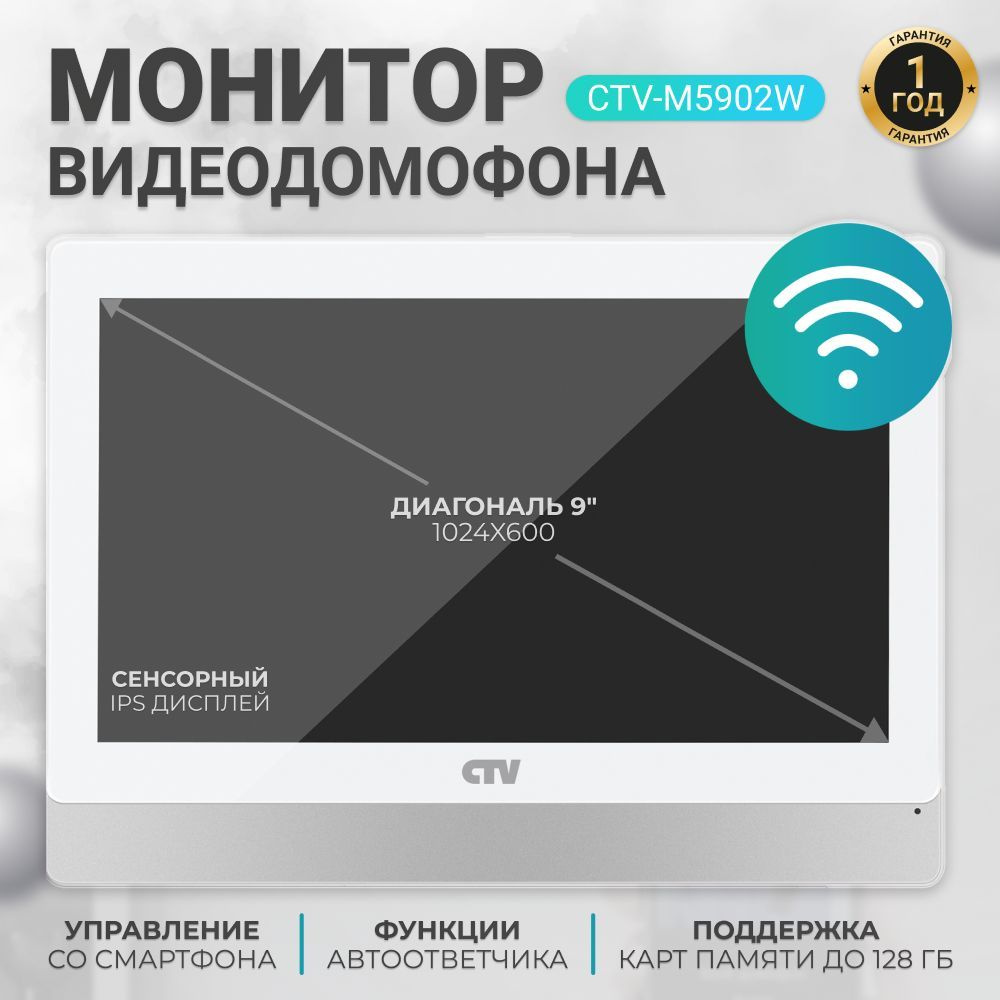 Видеодомофон CTV M5902, 1024x600 купить по низким ценам в интернет-магазине  OZON (545265108)