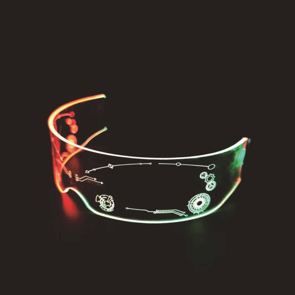 Светящиеся неоновые очки Cyberpunk прозрачные / Светодиодные очки с LED подсветкой для тик тока , для #1