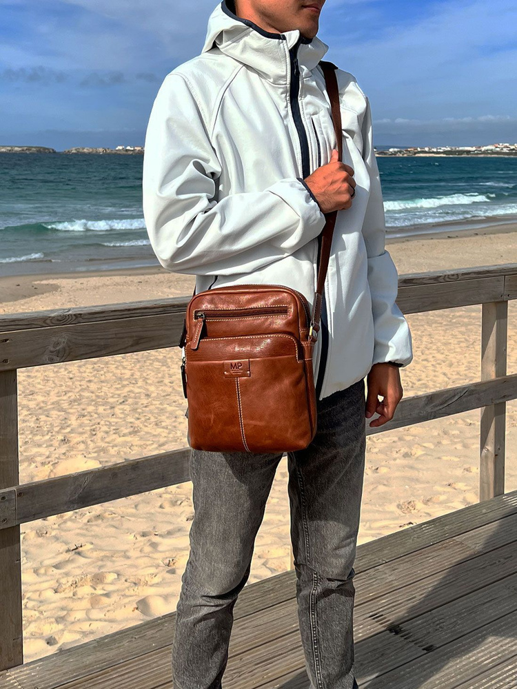 Мужская сумка-планшет, сумка через плечо. Натуральная кожа. MP, Португалия. C240007 Camel  #1