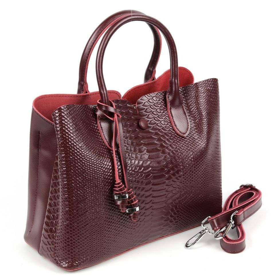 Женская кожаная сумка тоут под змею 5321-220 Вайн Ред - купить с ...