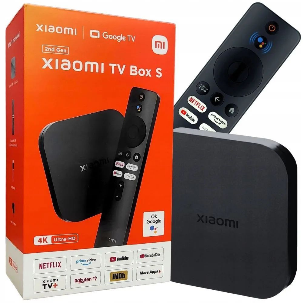 Медиаплеер Xiaomi Mi Box S 4K Ultra HD 2nd Gen, 3.5 мм, HDMI, черный ...