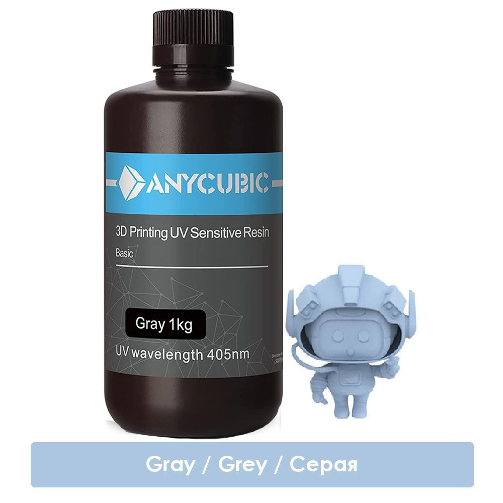 Фотополимерная смола Anycubic Basic Grey (серая) UV Resin для 3D ...