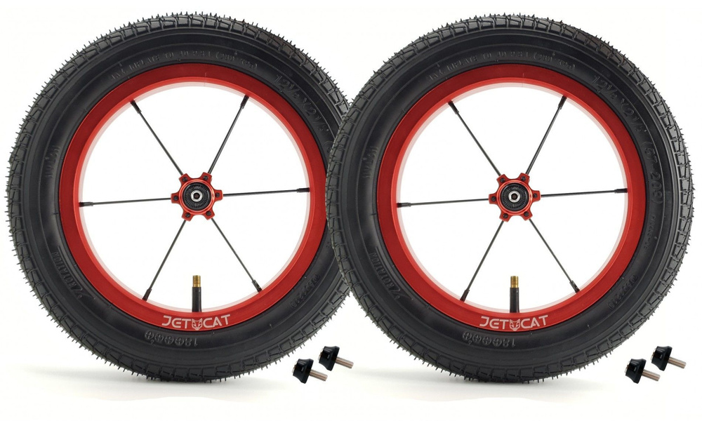 Колеса JETCAT Wheels Sport 12" с покрышками - КРАСНЫЕ (комплект 2 штуки) для беговела Strider/Jetcat/Bike8 #1