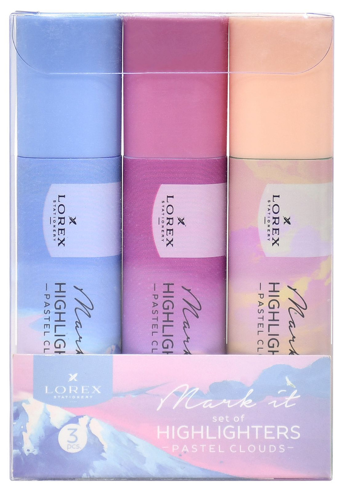 Текстовыделители LOREX "Mark it Pastel", Clouds, пастель, 1-5 мм, 3 шт (LXHLMT-PC3)  #1