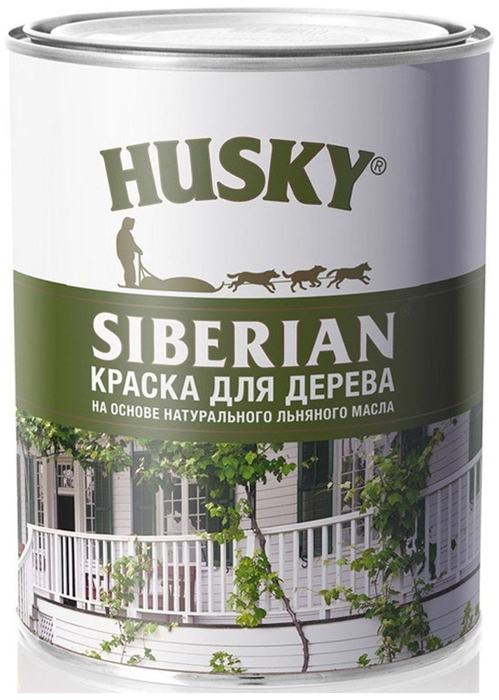 Краска фасадная по дереву HUSKY Siberian полуматовая белая 0,9 л  #1