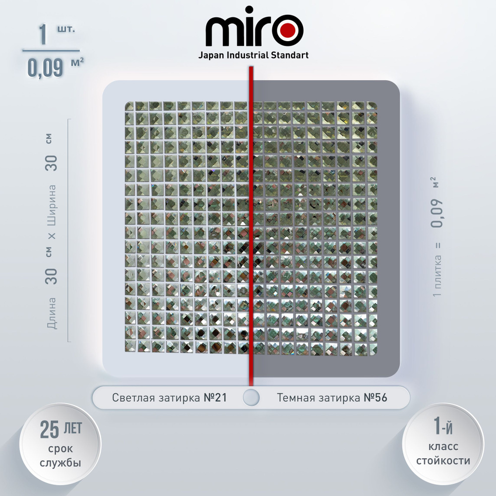 Плитка мозаика MIRO (серия Beryllium №15), универсальная стеклянная плитка мозаика для ванной комнаты #1