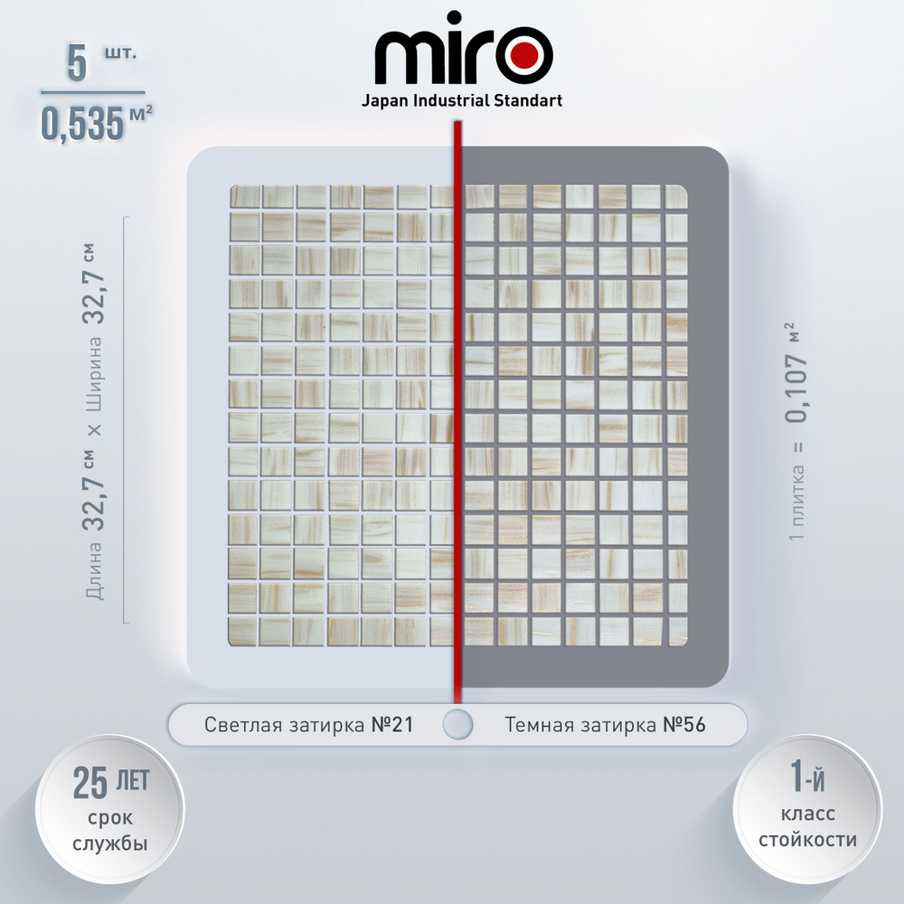 Плитка мозаика для кухни MIRO (серия Aurum №19) на фартук моющаяся высокопрочная долговечная, размер #1