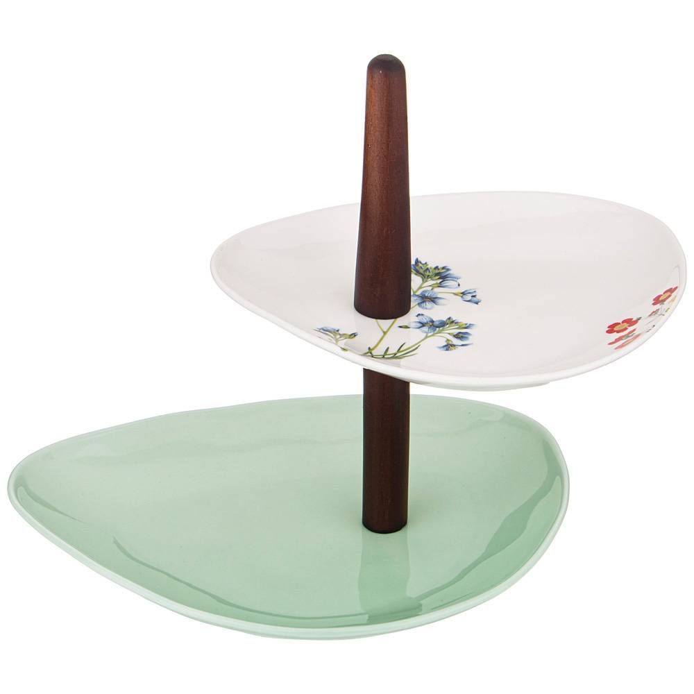 Блюдо сервировочное, на ножке / 2-х ярусное, стеклянное, серия Shine ...