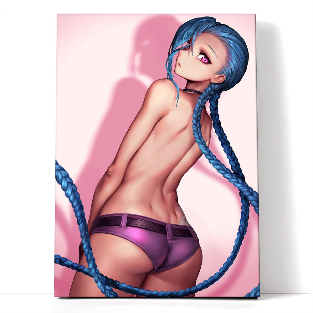 Интерьерная картина на холсте/Аниме девушка с синими косичками -  сексуальная Джинкс Аркейн - купить по низкой цене в интернет-магазине OZON  (1061837088)