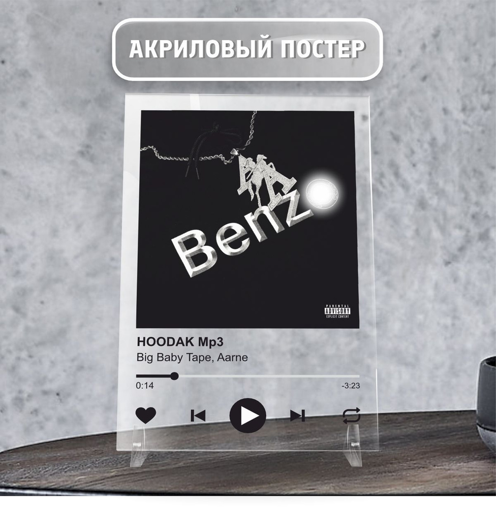 Spotify Спотифай постер интерьерный Big Baby Tape, Aarne - HOODAK MP3 20х14