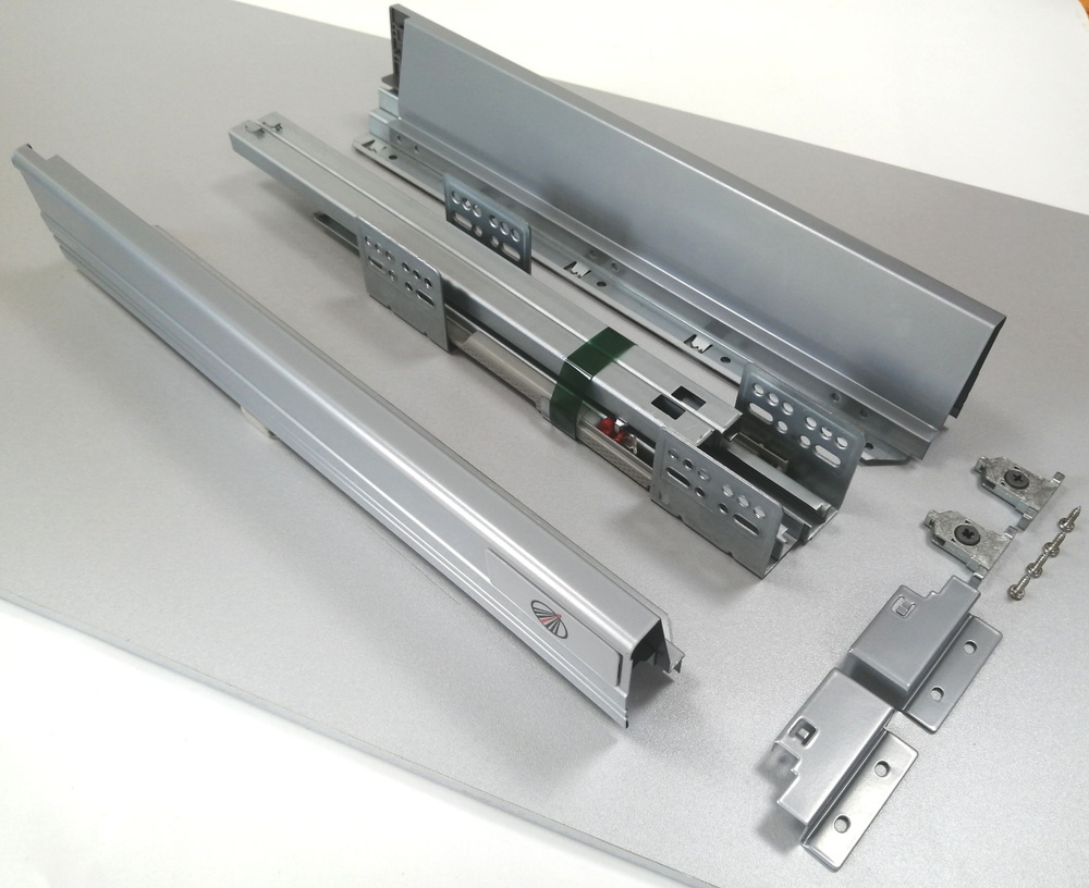 Комплект боковин и направляющих с доводчиком для выдвижного кухонного ящика GRATIS 84*500 мм, серый  #1